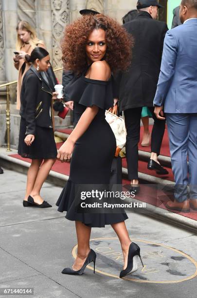 Janet Mock arrives to Variety's Power of Women New York luncheon at Cipriani Midtown on April 21, 2017 in New York City.