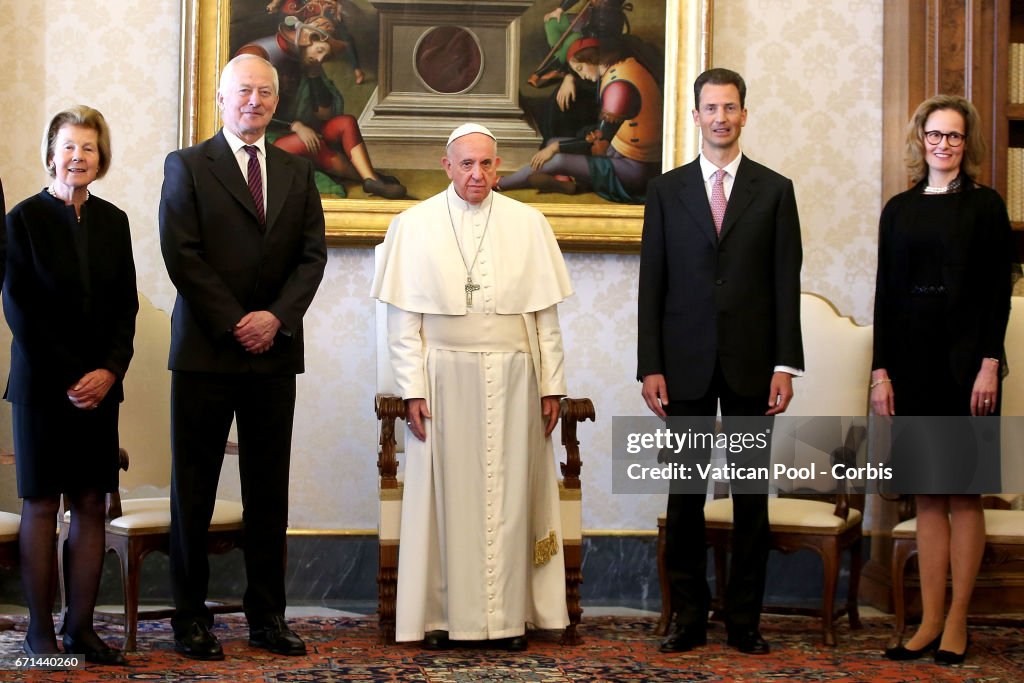 Pope Francis Meets Members Of The Princely House of Liechtenstein