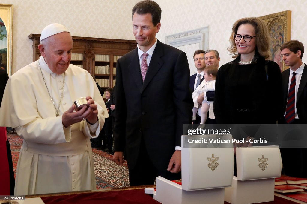 Pope Francis Meets Members Of The Princely House of Liechtenstein