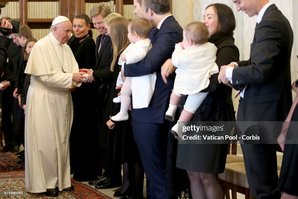 Pope Francis Meets Members Of The Princely House of Liechtenstein