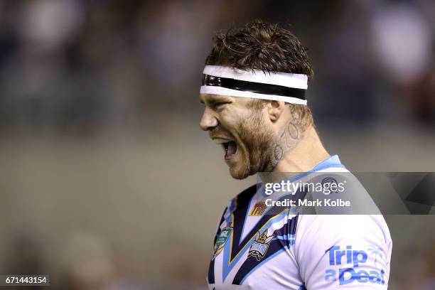 Chris McQueen of the Titans prepares before the round eight NRL match between the Cronulla Sharks and the Gold Coast Titans at Southern Cross Group...