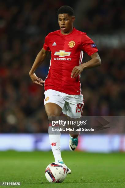 Marcus Rashford of Manchester United during the UEFA Europa League quarter- final second leg match between Manchester United and RSC Anderlecht at...