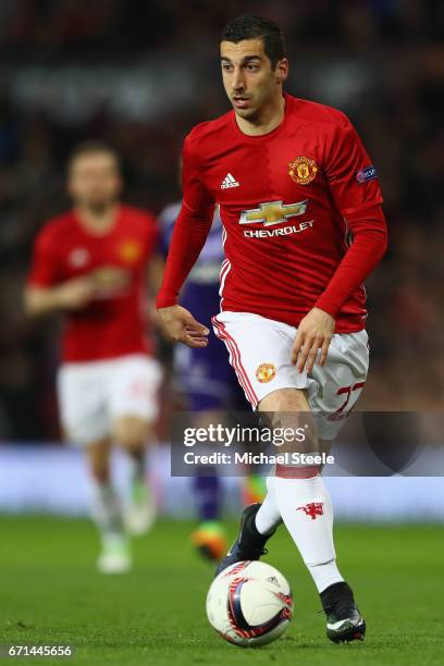 Henrikh Mkhitaryan of Manchester United during the UEFA Europa League quarter- final second leg match between Manchester United and RSC Anderlecht at...