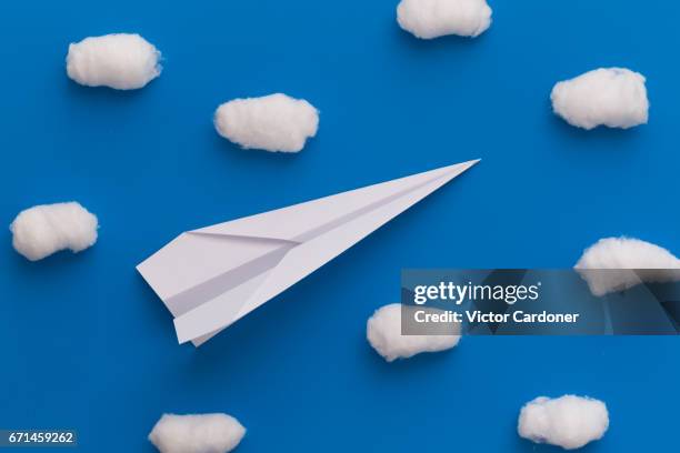 paper plane - cotton cloud stock pictures, royalty-free photos & images