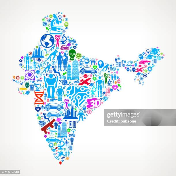 india future and futuristic technology vector icon background - asian engineer stock illustrations