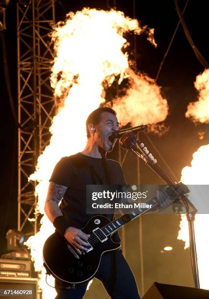 Frontman Sully Erna of Godsmack performs during the Las Rageous music festival at the Downtown Las Vegas Events Center on April 21, 2017 in Las...