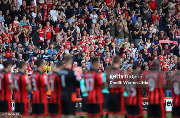 Bournemouth playersd stand for a minutes applause prior to the Premier League match between AFC Bournemouth and Middlesbrough at the Vitality Stadium...