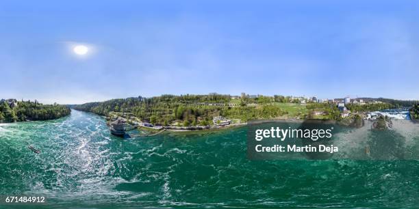 rhine falls 360° aerial spherical hdr panorama - hdri 360 stock-fotos und bilder