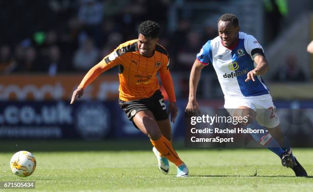 Blackburn Rovers' Ryan Nyambe and Wolverhampton Wanderers' Richard Stearman during the Sky Bet Championship match between Wolverhampton Wanderers and...