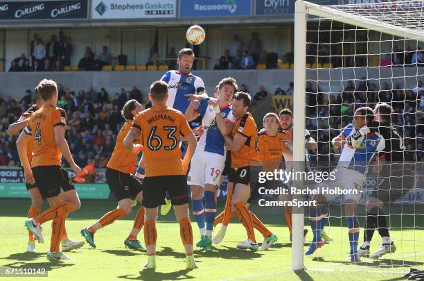 Blackburn Rovers' Lucas Joao heads at goal from close ranges and misses during the Sky Bet Championship match between Wolverhampton Wanderers and...