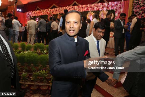 Indian industrialist Naveen Jindal during the wedding reception of INLD MP Dushyant Chautala with Meghna Ahlawat at Ashoka Hotel, on April 20, 2017...