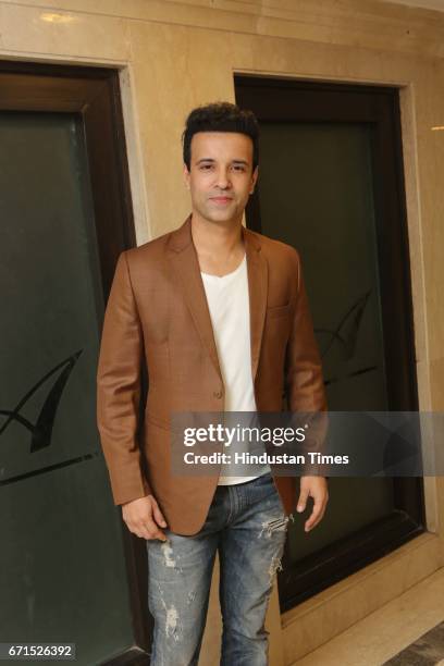 Indian actor Aamir Ali Malik during the wedding reception of INLD MP Dushyant Chautala with Meghna Ahlawat at Ashoka Hotel, on April 20, 2017 in New...