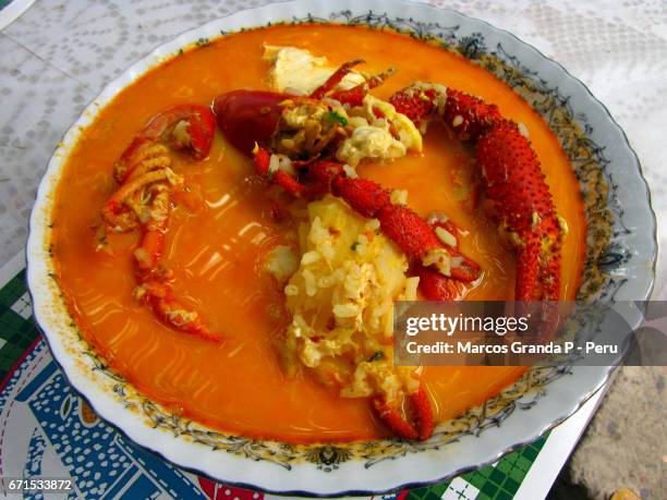 shrimp soup - arequipa peru stock-fotos und bilder