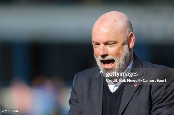 Fleetwood Town manager Uwe Rosler celebrates at the end of the game during the Sky Bet League One match between Gillingham and Fleetwood Town at...
