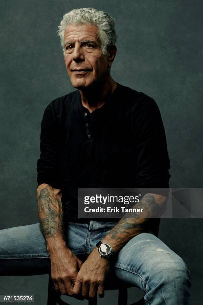 Anthony Bourdain from 'WASTED! The Story of Food Waste' poses at the 2017 Tribeca Film Festival portrait studio on April 21, 2017 in New York City.