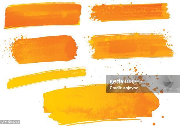 illustrations, cliparts, dessins animés et icônes de tracés de peinture aquarelle orange - orange couleur