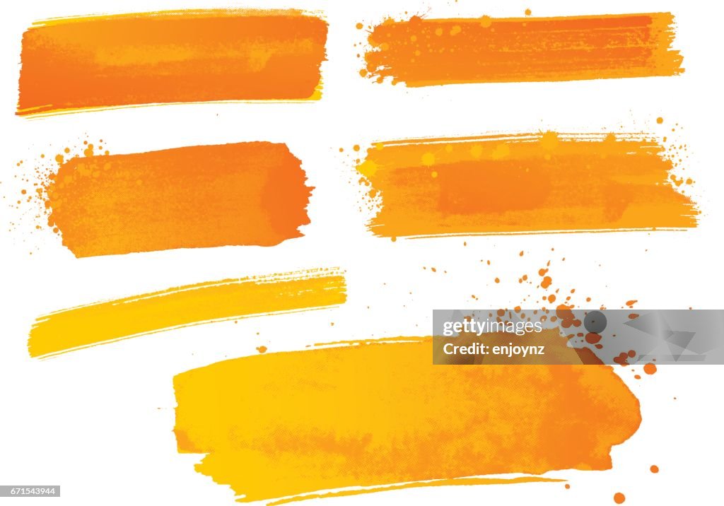 Orange watercolor paint strokes