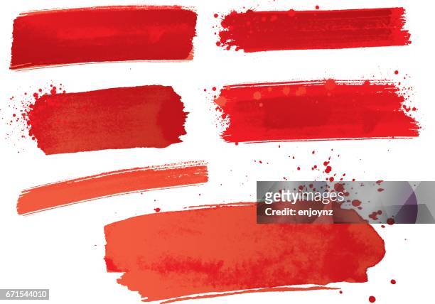 red watercolor paint strokes - red brush stroke stock illustrations