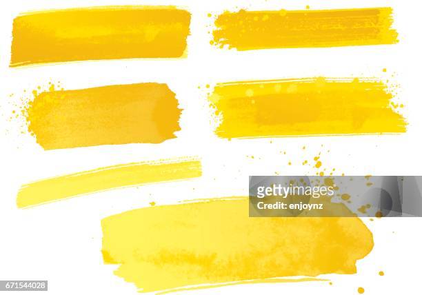 gelbe aquarellfarbe striche - gelb stock-grafiken, -clipart, -cartoons und -symbole