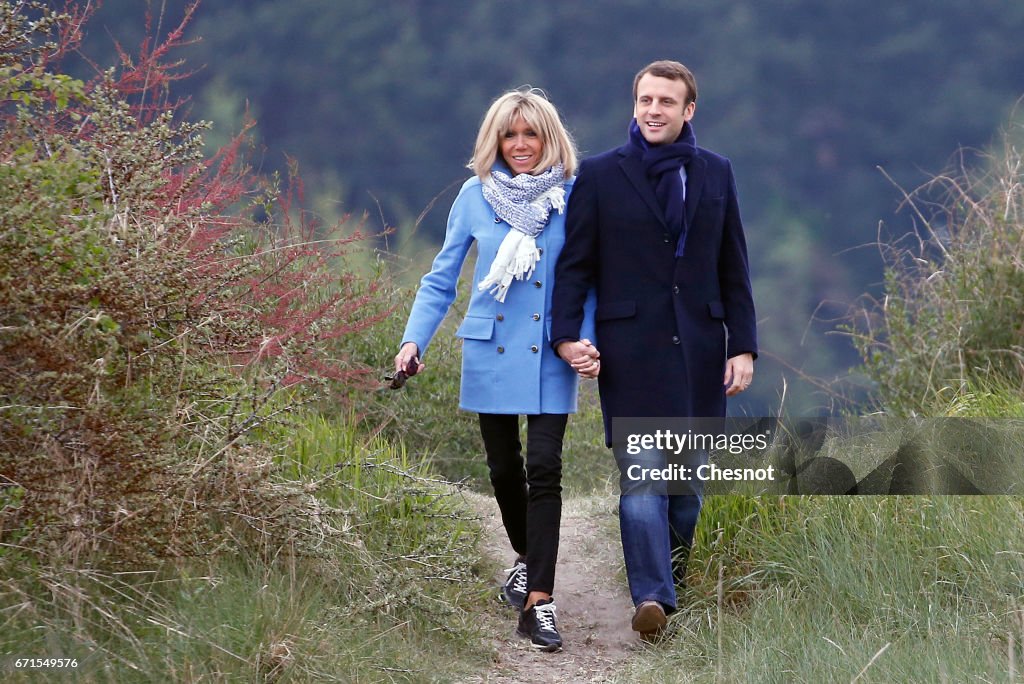 French Presidential Candidate Emmanuel Macron Visits Le Touquet