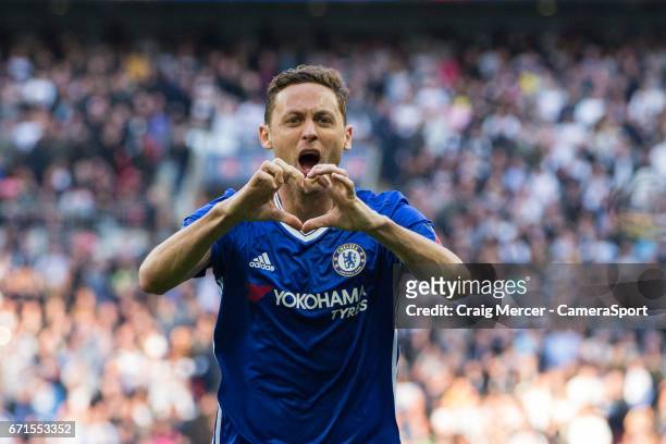 Chelsea's Nemanja Matic celebrates scoring his sides fourth goal during the Emirates FA Cup Semi-Final match between Tottenham Hotspur and Chelsea at...