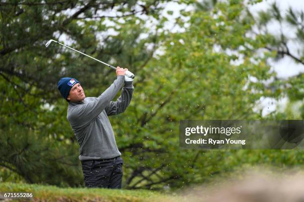 Billy Andrade tees off on the fifth hole during the first round of the PGA TOUR Champions Bass Pro Shops Legends of Golf at Big Cedar Lodge at Top of...