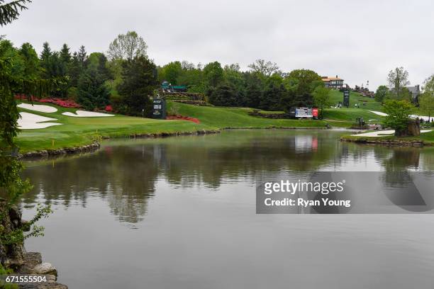 View of the seventh hole during the first round of the PGA TOUR Champions Bass Pro Shops Legends of Golf at Big Cedar Lodge at Top of the Rock on...