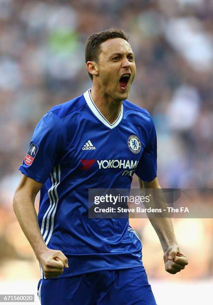 Nemanja Matic of Chelsea celebrates after he scores his sides fourth goal during The Emirates FA Cup Semi-Final between Chelsea and Tottenham Hotspur...