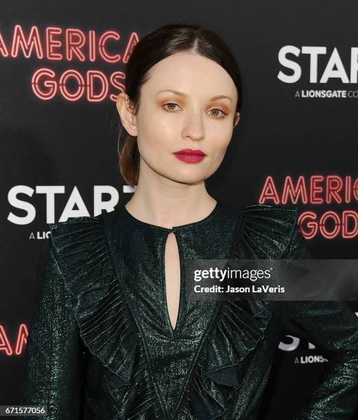 Actress Emily Browning attends the premiere of "American Gods" at ArcLight Cinemas Cinerama Dome on April 20, 2017 in Hollywood, California.