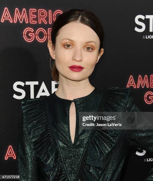 Actress Emily Browning attends the premiere of "American Gods" at ArcLight Cinemas Cinerama Dome on April 20, 2017 in Hollywood, California.