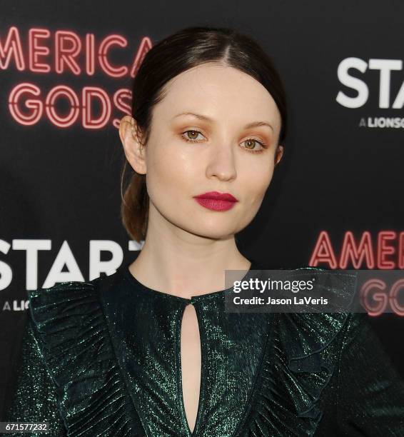 Actress Emily Browning attends the premiere of "American Gods" at ArcLight Cinemas Cinerama Dome on April 20, 2017 in Hollywood, California.