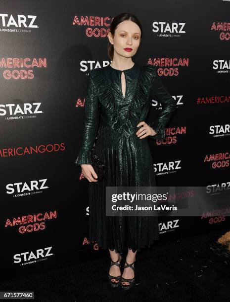 Actress Emily Browning attends the premiere of "American Gods" at ArcLight Cinemas Cinerama Dome on April 20, 2017 in Hollywood, California.