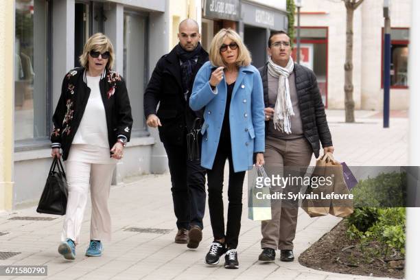 Brigitte Trogneux wife of French presidential election candidate for the En Marche ! movement Emmanuel Macron and Macron's advisor Michele "Mimi"...