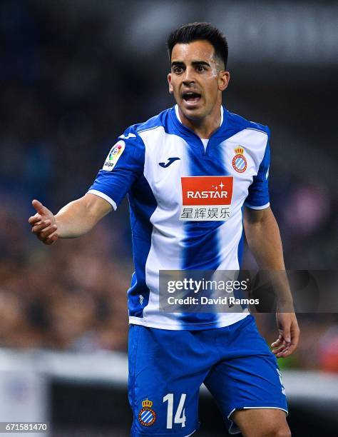 Jose Manuel Jurado of RCD Espanyol reacts during the La Liga match between RCD Espanyol and Club Atletico de Madrid at the Cornella - El Prat stadium...