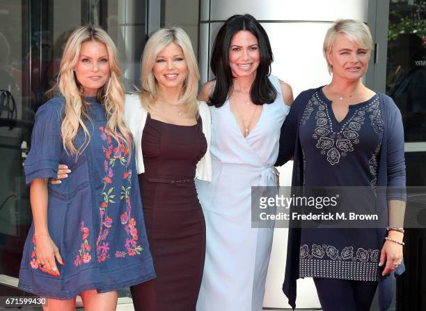 Actresses Kelly Packard, Donna D'Errico, Nancy Valen, and Erika Eleniak attend The "Baywatch" SlowMo Marathon at the Microsoft Square on April 22,...