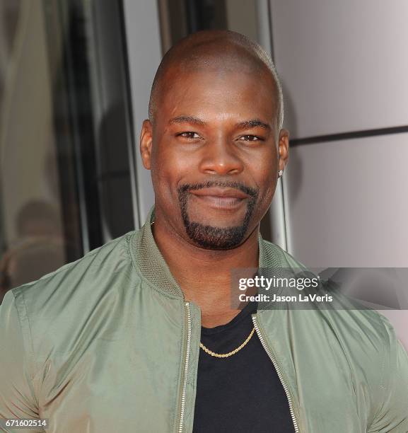 Actor Amin Joseph attends the "Baywatch" SlowMo Marathon at Microsoft Square on April 22, 2017 in Los Angeles, California.