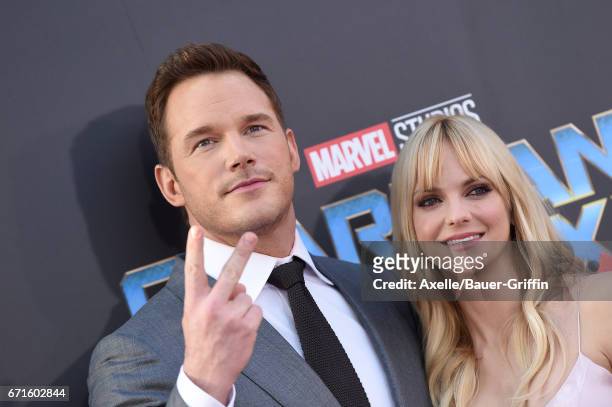 Actors Chris Pratt and Anna Faris arrive at the premiere of Disney and Marvel's 'Guardians of the Galaxy Vol. 2' at Dolby Theatre on April 19, 2017...