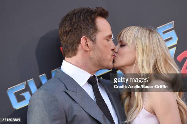 Actors Chris Pratt and Anna Faris arrive at the premiere of Disney and Marvel's 'Guardians of the Galaxy Vol. 2' at Dolby Theatre on April 19, 2017...