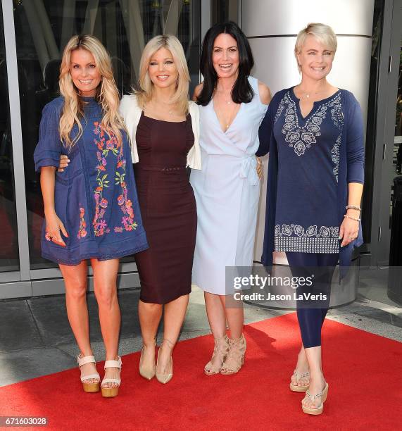 Actresses Kelly Packard, Donna D'Errico, Nancy Valen, and Erika Eleniak attend the "Baywatch" SlowMo Marathon at Microsoft Square on April 22, 2017...