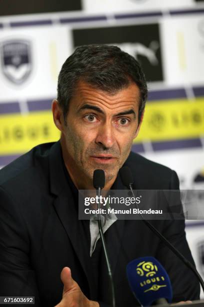 Head coach Rui Almeidaof Bastia during the Ligue 1 match between at Nouveau Stade de Bordeaux on April 22, 2017 in Bordeaux, France.