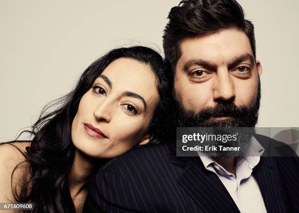 Actress Laetitia Eido and director Shady Srour from 'Holy Air' pose at the 2017 Tribeca Film Festival portrait studio on April 22, 2017 in New York...