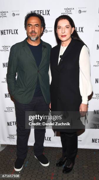 Director Alejandro Gonzalez Inarritu and artist Marina Abramovic attend Tribeca Talks: Alejandro Gonzalez Inarritu during the 2017 Tribeca Film...