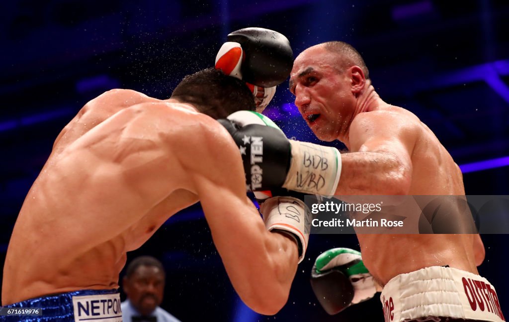 Boxing Gla Arthur Abraham of Germany and Robin Kraniqi of Germany exchange... News ...