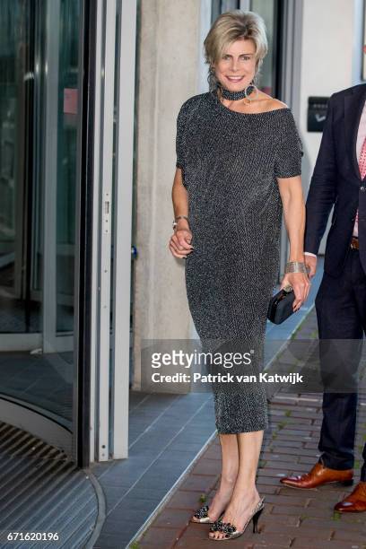 Princess Laurentien of The Netherlands arrives at the Muziekgebouw Aan't IJ for the World Press Photo Award ceremony on April 22, 2017 in Amsterdam,...