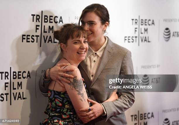 Lena Dunham and her sister Grace Dunham attend the 'My Art' premiere during 2017 Tribeca Film Festival at Cinepolis Chelsea on April 22, 2017 in New...