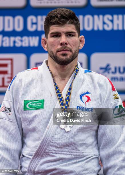 Under 100kg silver medallist, Cyrille Maret of France during the 2017 Warsaw European Judo Championships at the Torwar Arena, Warsaw, Poland.