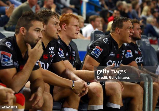 Coenie Oosthuizen of the Cell C Sharks during the Super Rugby match between Cell C Sharks and Rebels at Growthpoint Kings Park on April 22, 2017 in...