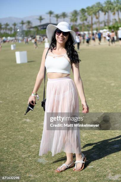 Festivalgoer attends day 2 of the 2017 Coachella Valley Music & Arts Festival at the Empire Polo Club on April 22, 2017 in Indio, California.