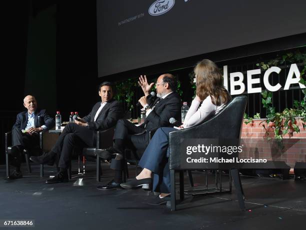 Economist Jeremy Rifkin, filmmaker Eddy Moretti and Chief Executive Officer of Ford, Mark Fields speak at Ford Presents A VICE Impact Film, "The...