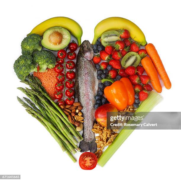 fish fruit & vegetables part of mediterranean diet - mediterranean food ストックフォトと画像